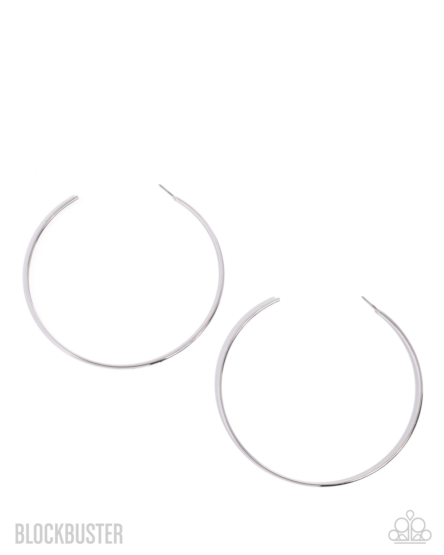 Colossal Couture - Silver Large Hoop Post Earrings - Blockbuster