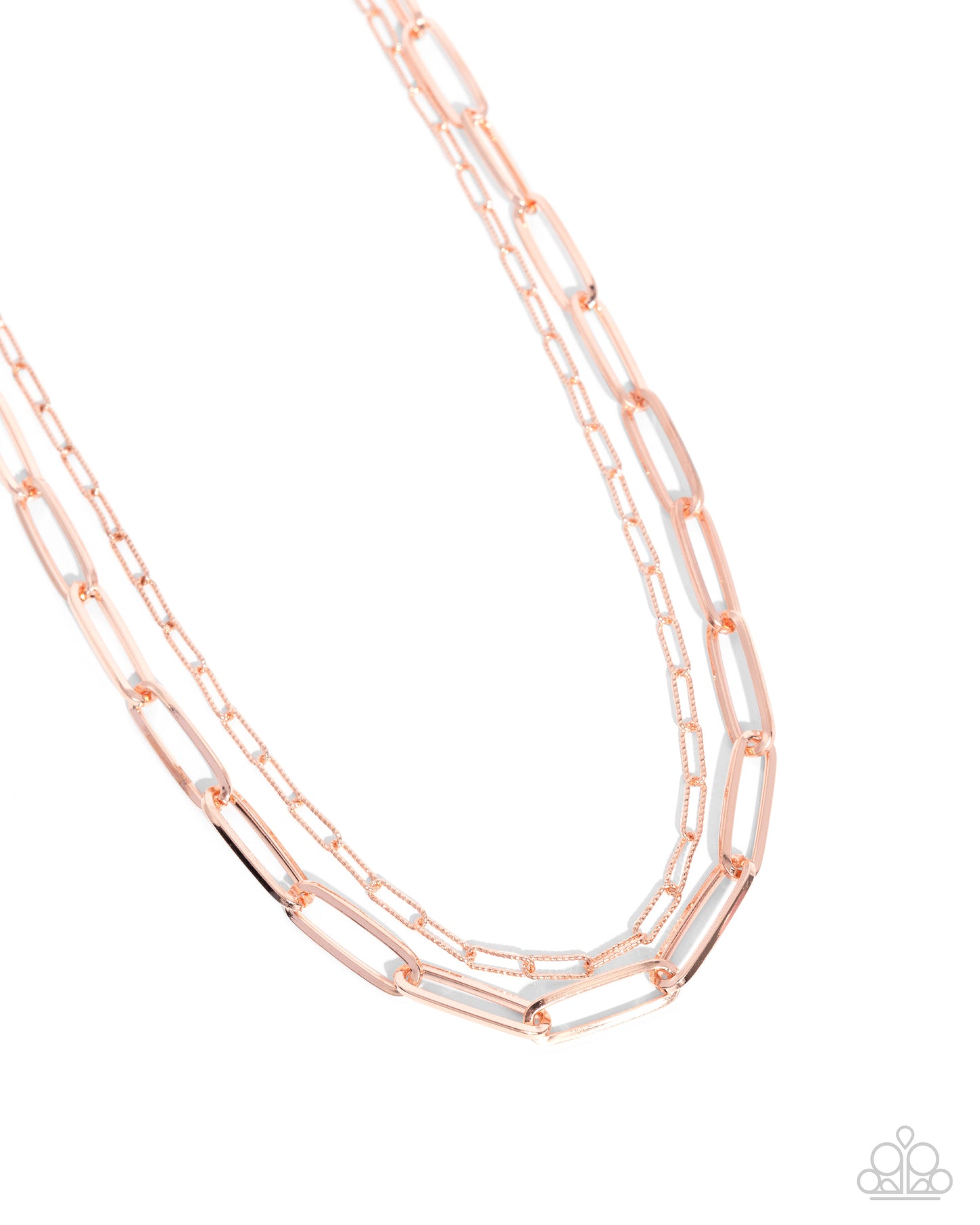 PERFECT MATCH / SET: Monochromatic Matinee - Copper Paperclip Chain Short Tiered Necklace AND Matinee Mashup - Copper Paperclip Chain Clasp Bracelet