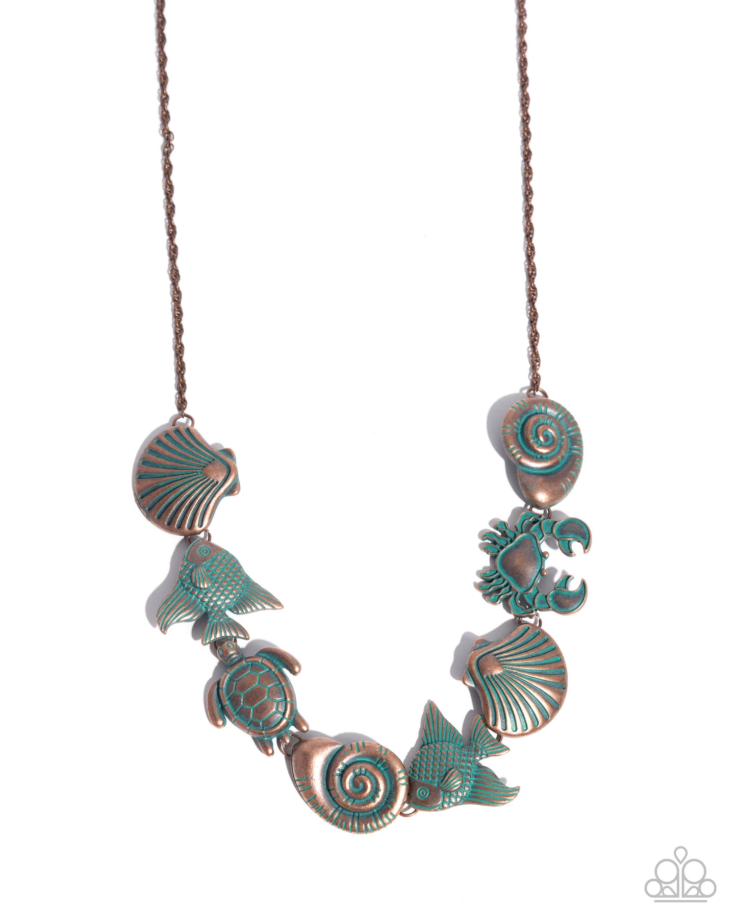 Coastal Shelf - Copper Patina Beachy Charms Short Necklace