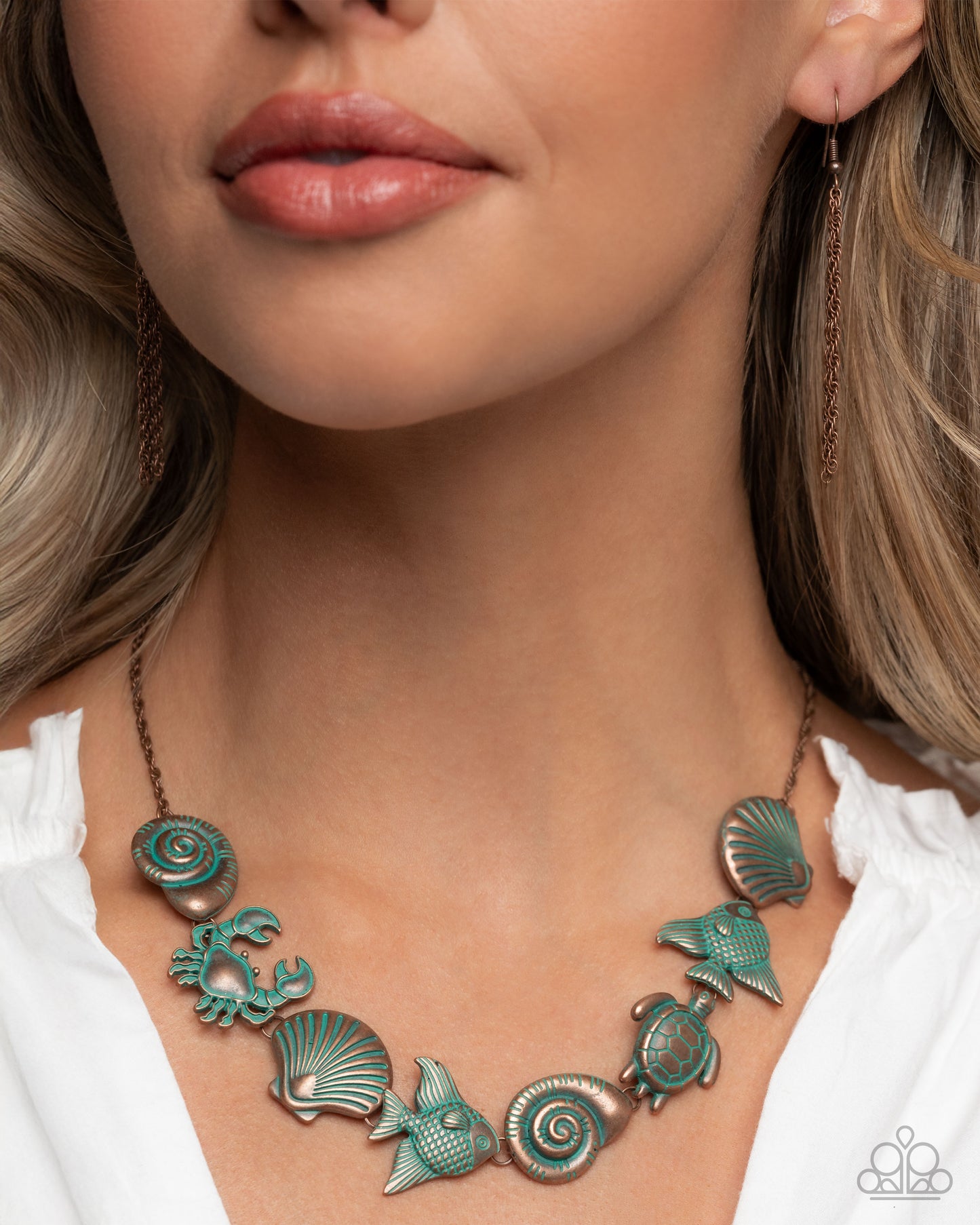 Coastal Shelf - Copper Patina Beachy Charms Short Necklace