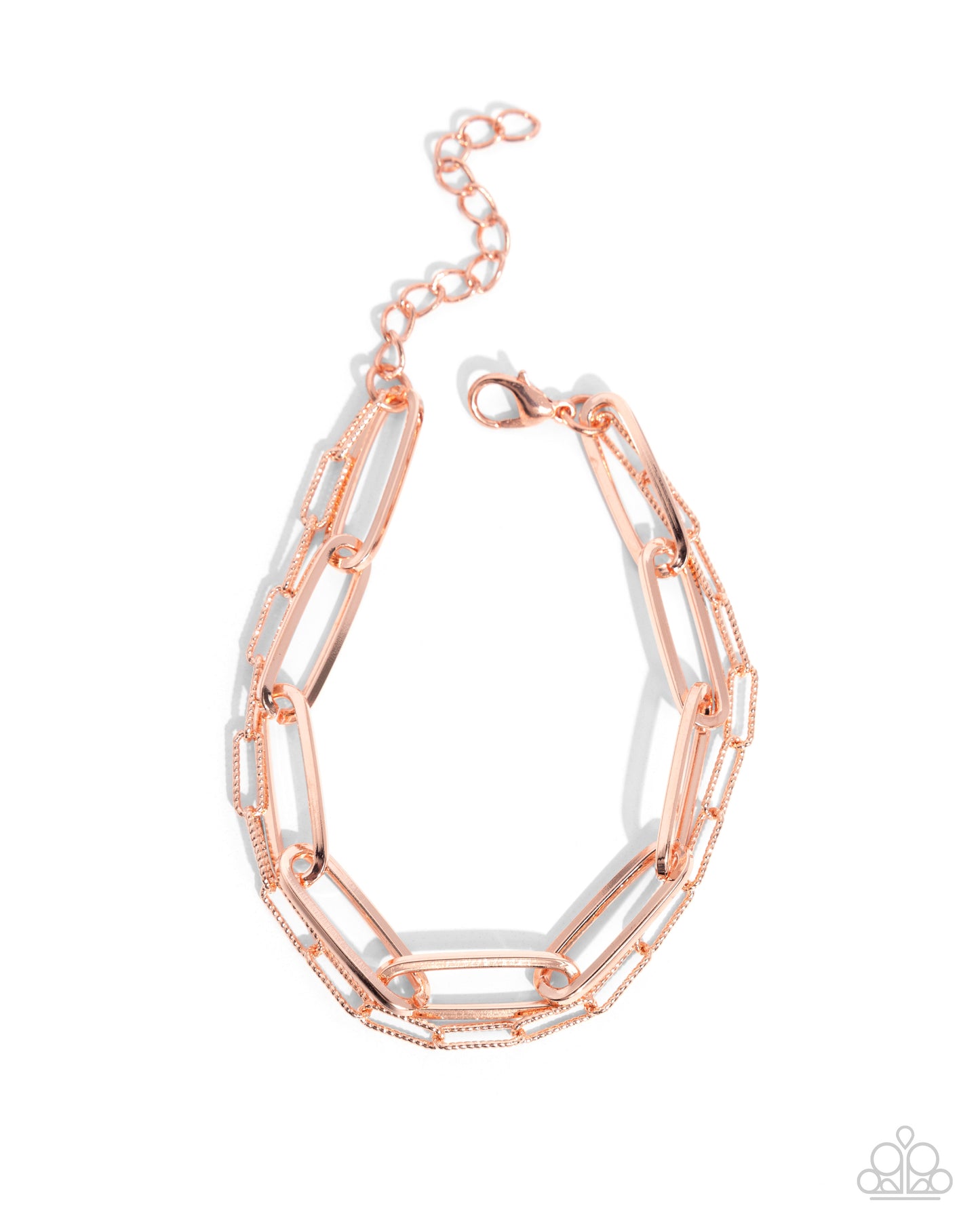 PERFECT MATCH / SET: Monochromatic Matinee - Copper Paperclip Chain Short Tiered Necklace AND Matinee Mashup - Copper Paperclip Chain Clasp Bracelet