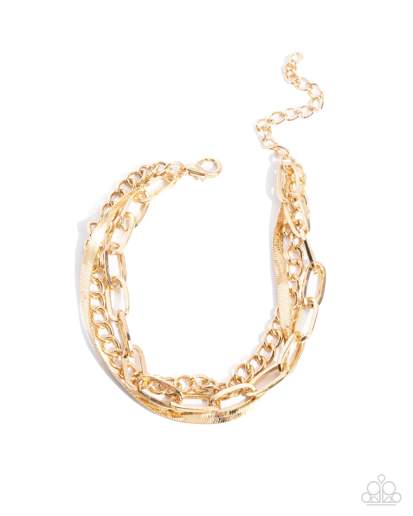 Mismatched Mechanic - Gold Paperclip Classic Herringbone Chains Clasp Bracelet