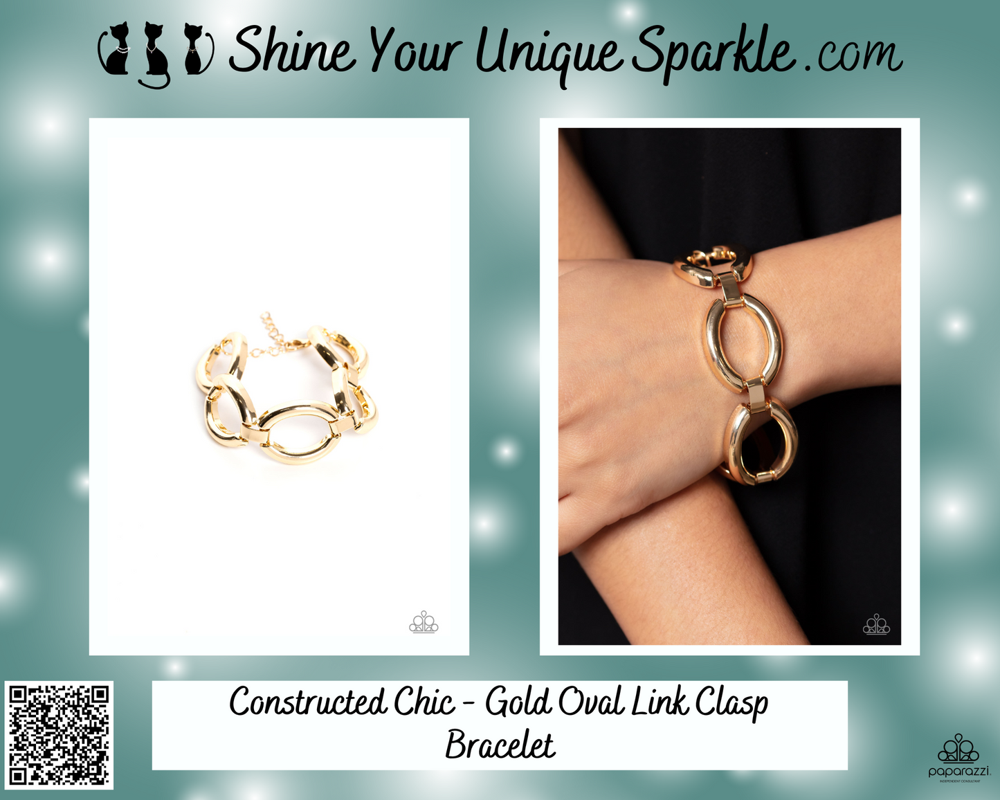 Constructed Chic - Gold Oval Link Clasp Bracelet