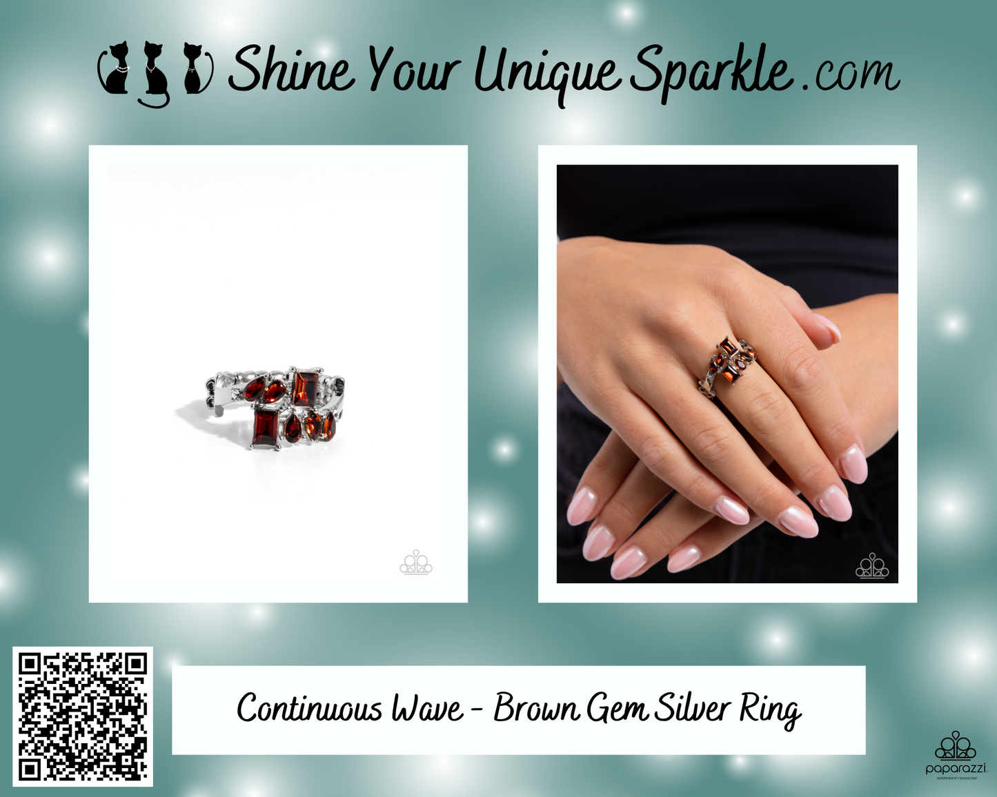 Continuous Wave - Brown Gem Silver Ring