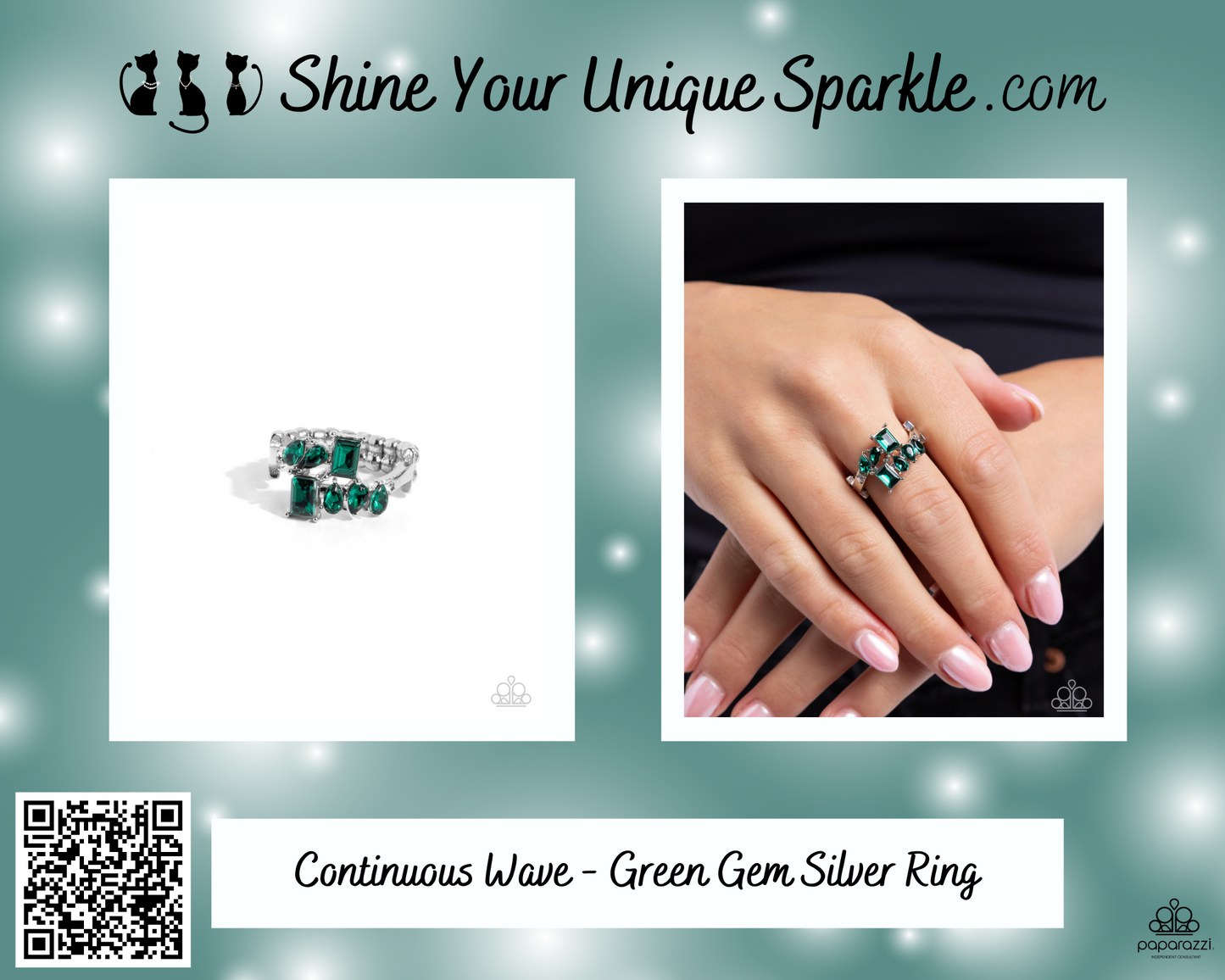Continuous Wave - Green Gem Silver Ring