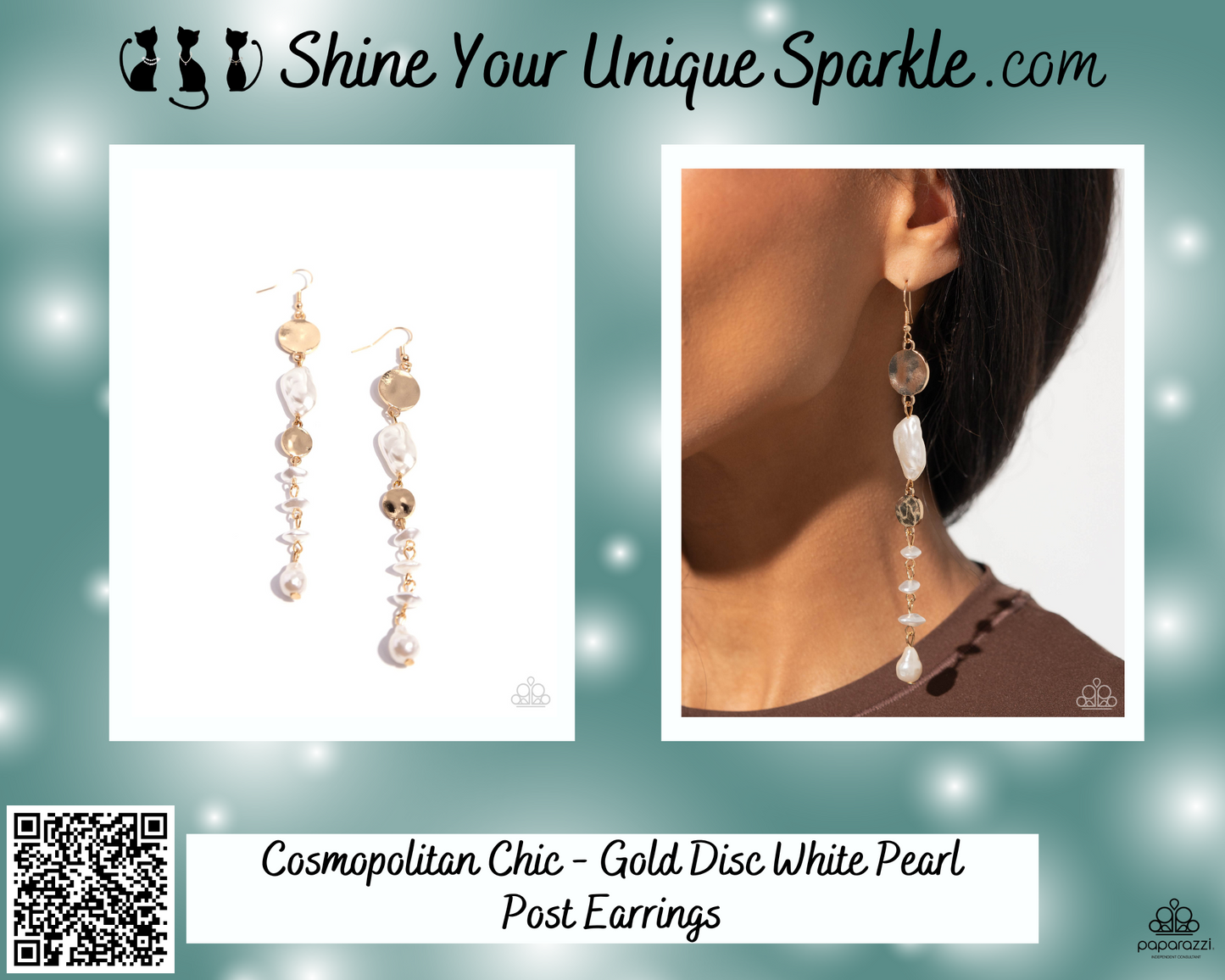 Cosmopolitan Chic - Gold Disc White Pearl Post Earrings