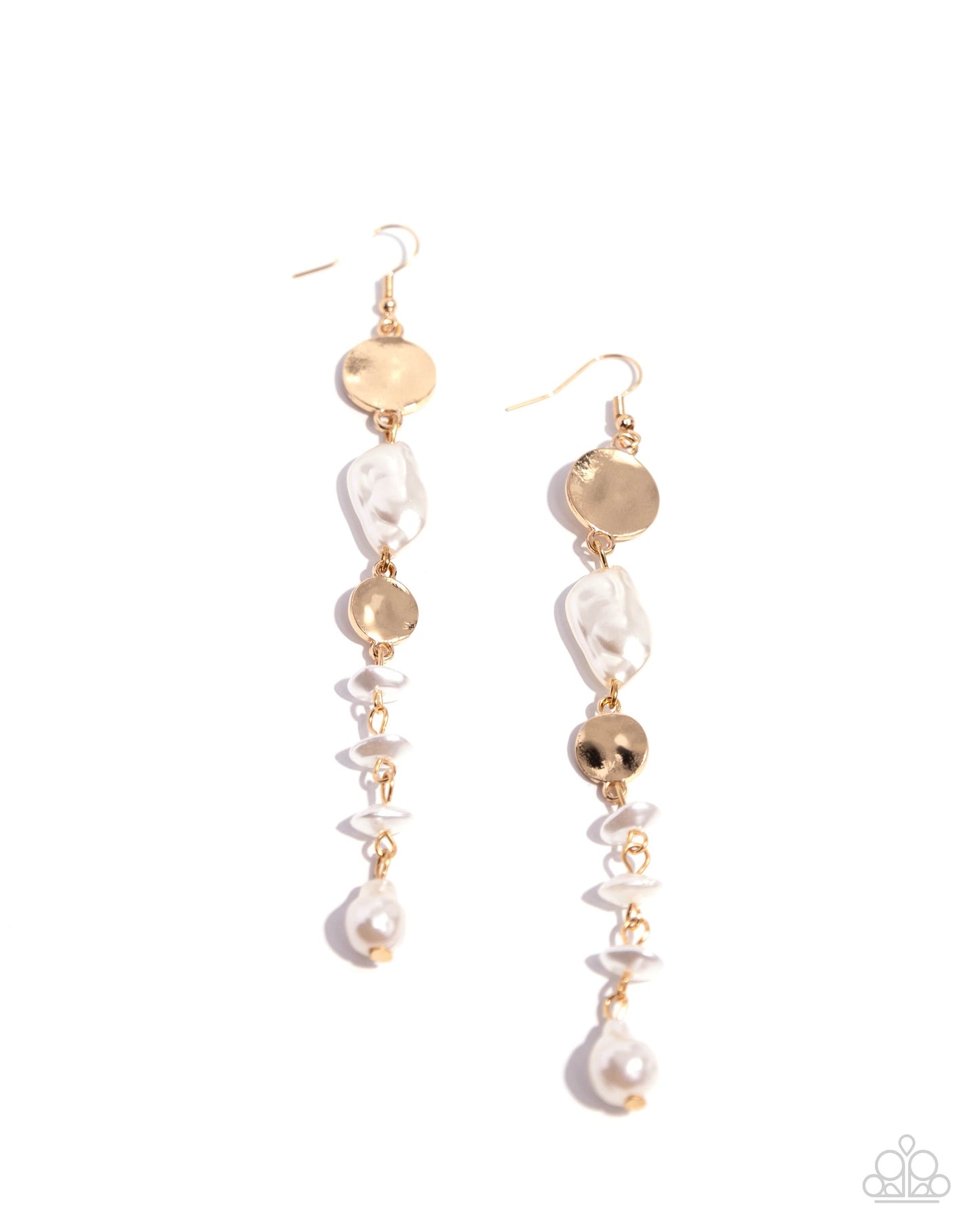 Cosmopolitan Chic - Gold Disc White Pearl Post Earrings