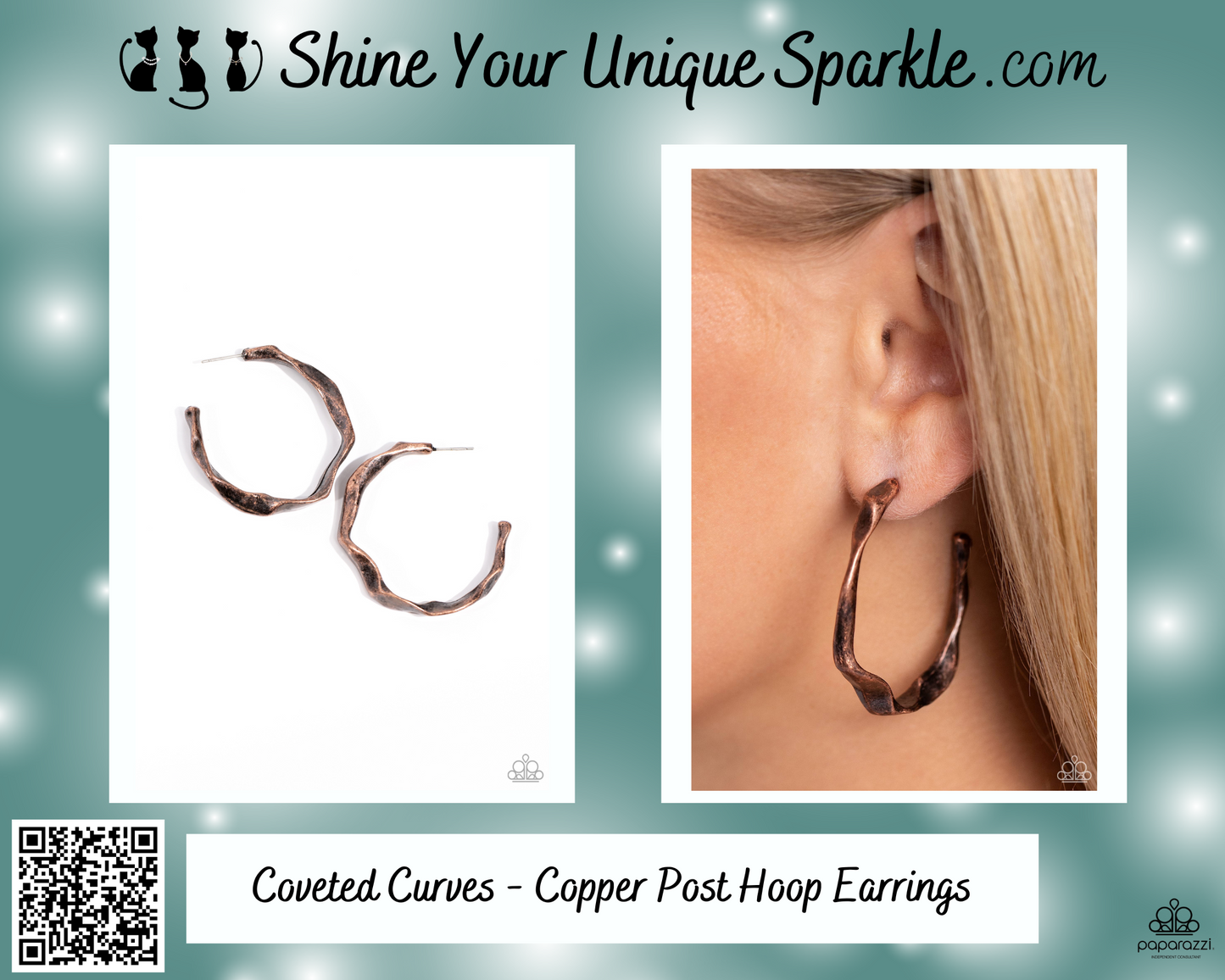 Coveted Curves - Copper Post Hoop Earrings