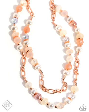 Crack of Dawn - Copper White Pearl Bead Short Layered Necklace - Fashion Fix