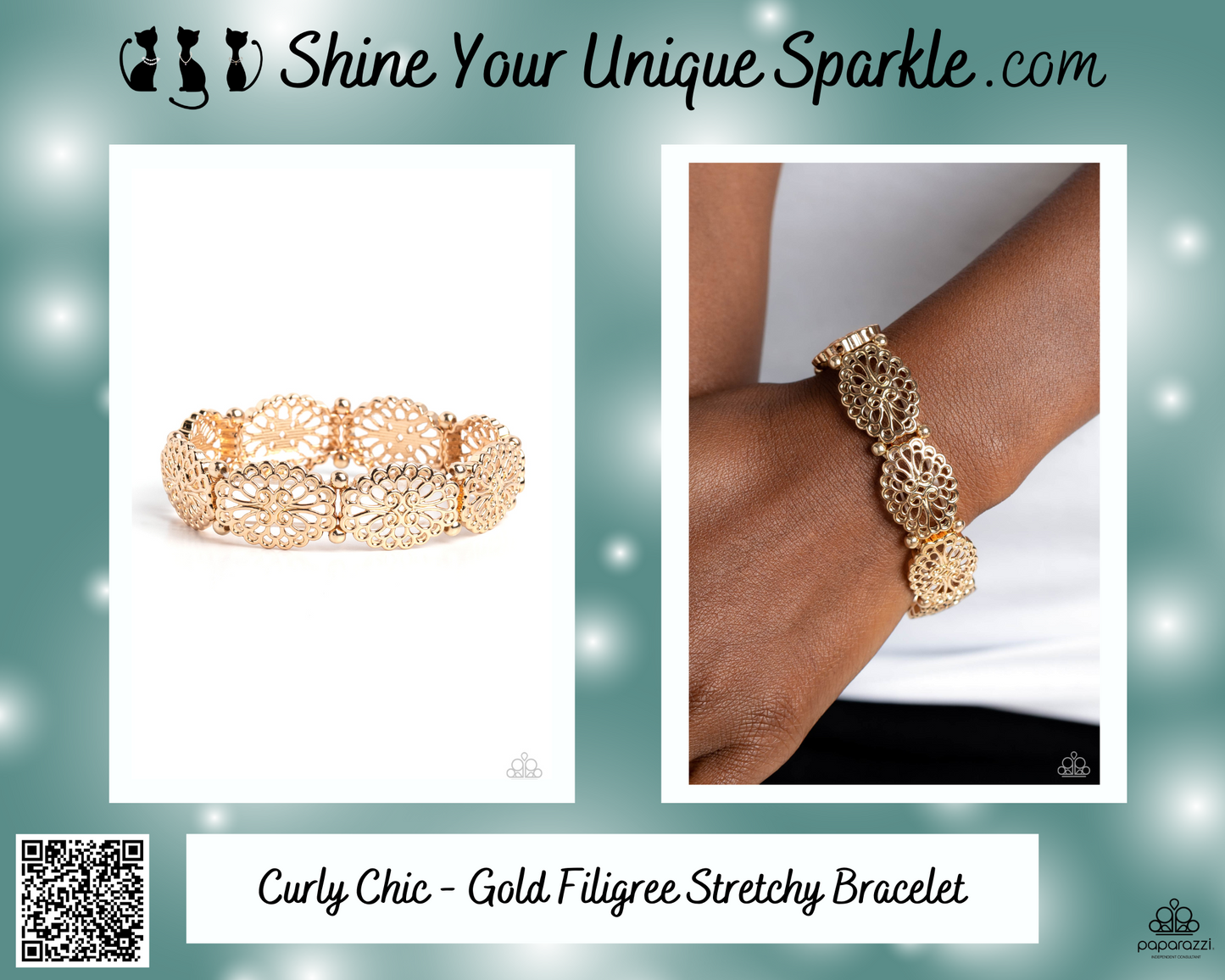 Curly Chic - Gold Filigree Stretchy Bracelet