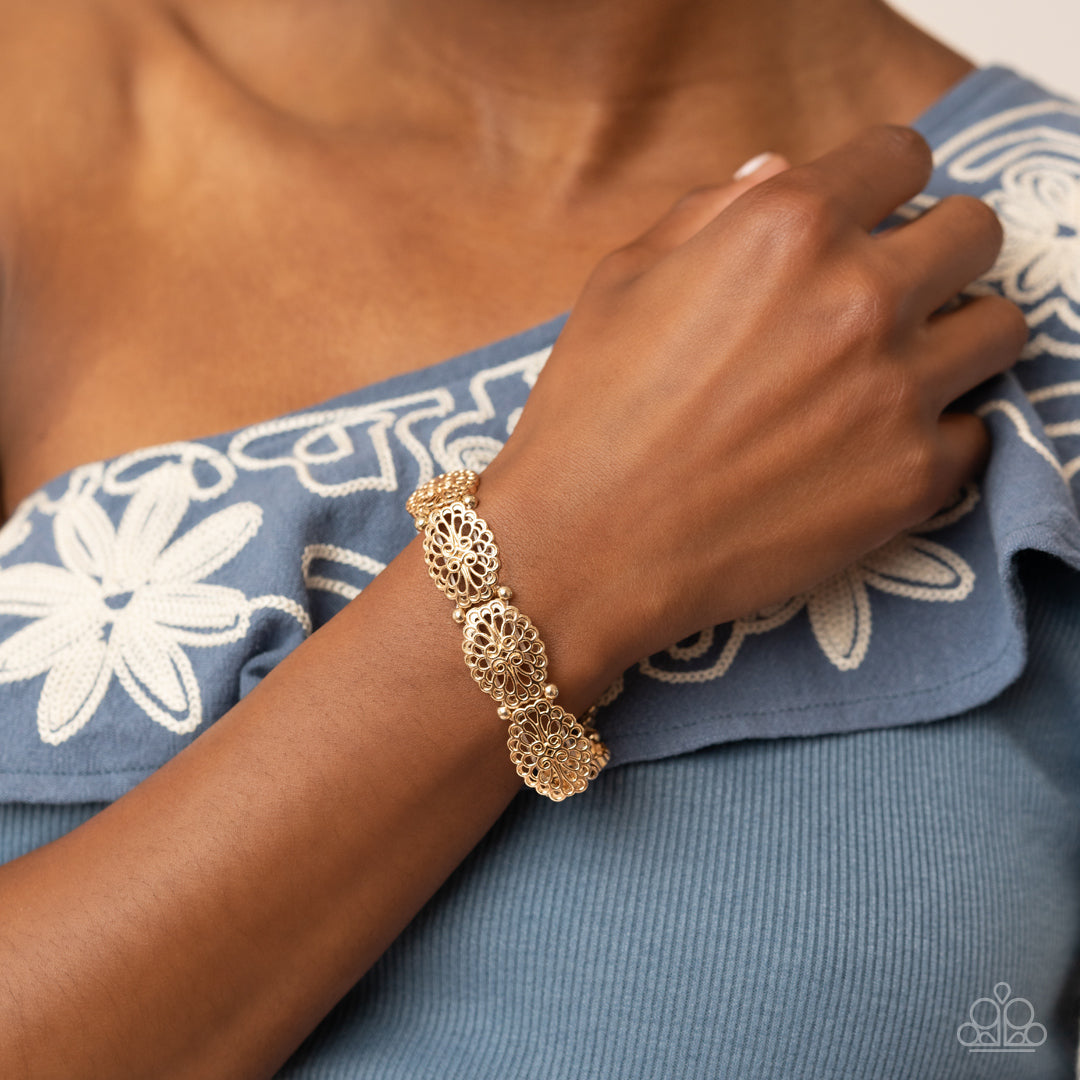Curly Chic - Gold Filigree Stretchy Bracelet