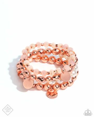 Dawn Demonstration - Copper Chain White Pearl Stretchy Bracelet Set - Fashion Fix