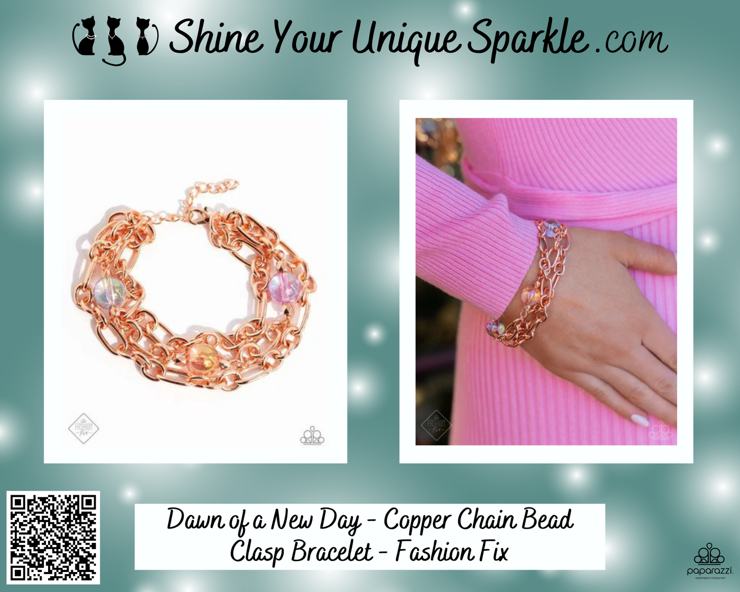 Dawn of a New Day - Copper Chain Bead Clasp Bracelet - Fashion Fix