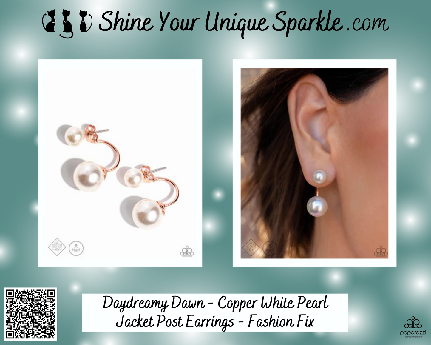 Daydreamy Dawn - Copper White Pearl Jacket Post Earrings - Fashion Fix