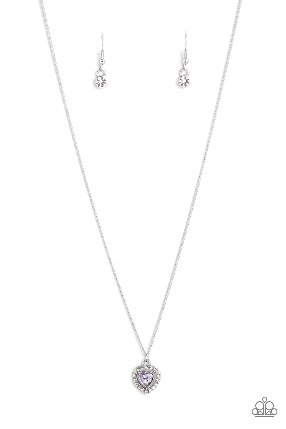 Day of Love - Purple Heart Gem Silver Dainty Short Necklace