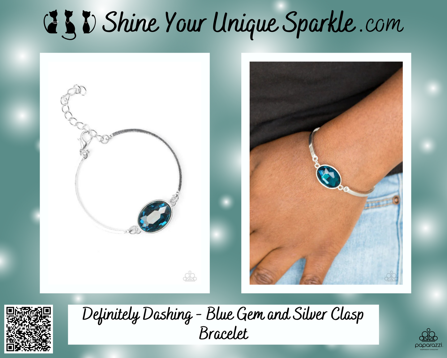 Definitely Dashing - Blue Gem and Silver Clasp Bracelet