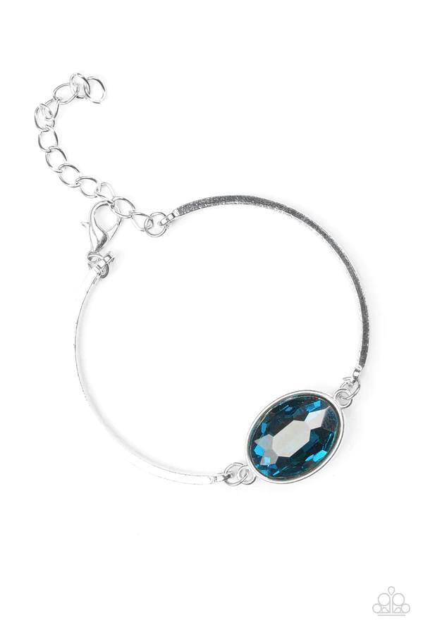 Definitely Dashing - Blue Gem and Silver Clasp Bracelet
