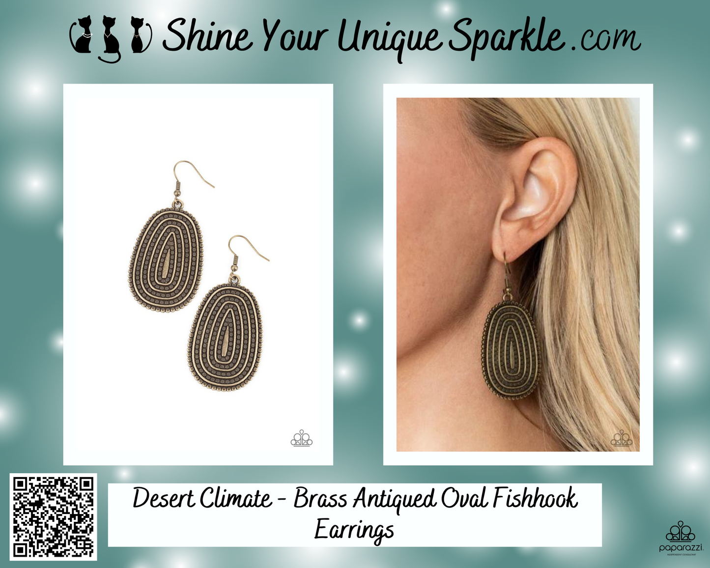 Desert Climate - Brass Antiqued Oval Fishhook Earrings