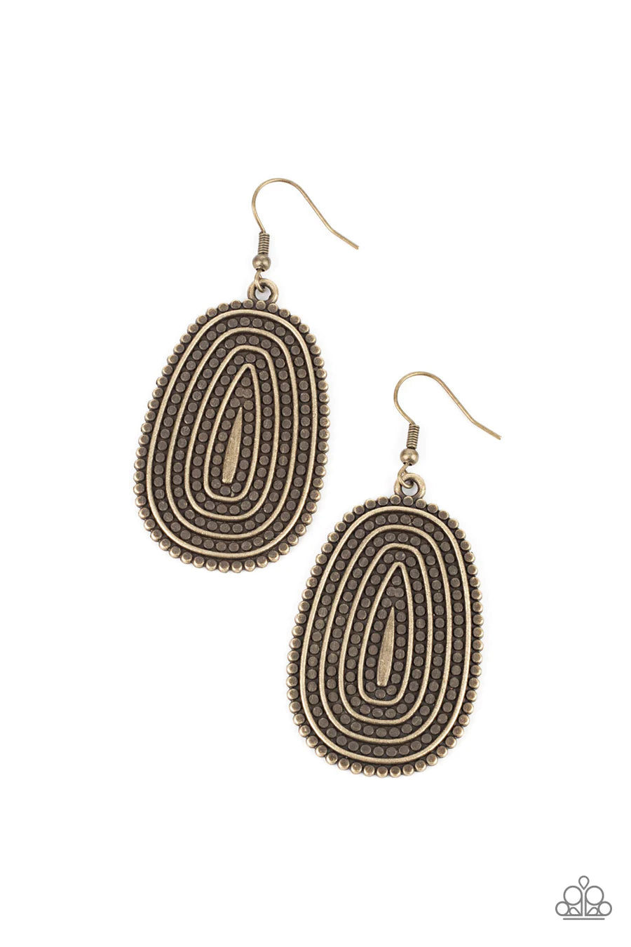Desert Climate - Brass Antiqued Oval Fishhook Earrings