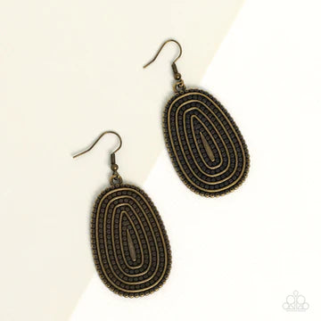 Desert Climate - Brass Antiqued Oval Fishhook Earrings
