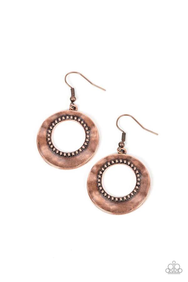 Desert Diversity - Copper Circle Fishhook Earrings