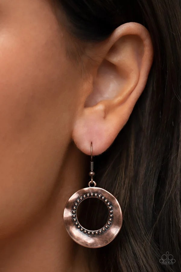 Desert Diversity - Copper Circle Fishhook Earrings