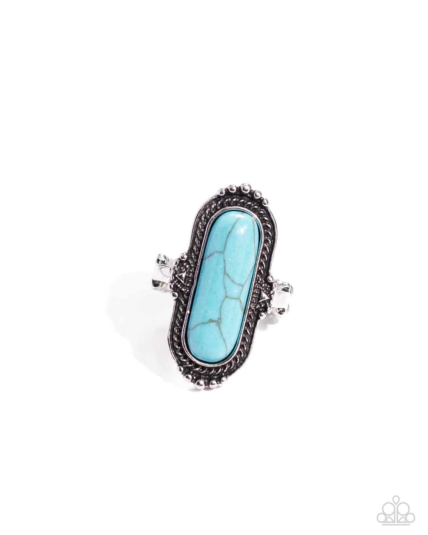 Desert Island - Blue Turquoise Crackle Stone Silver Ring