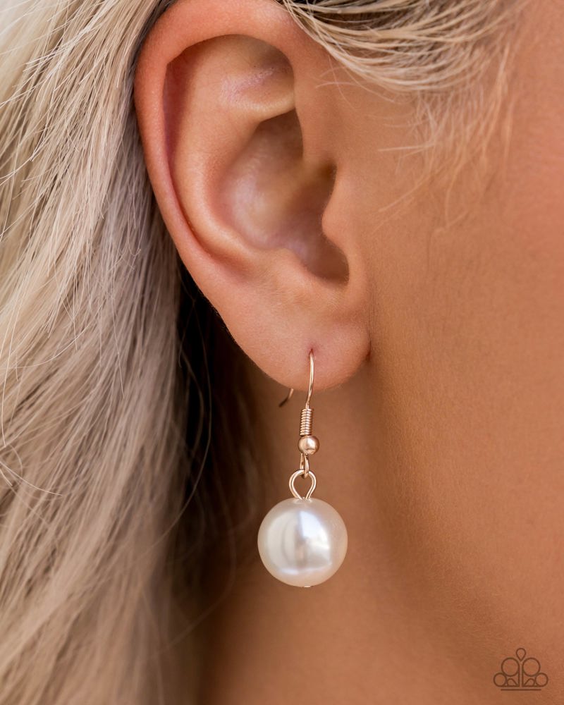 Designated Diva - Gold, Tassel, and Crystal, White Pearl Y Long Necklace - Blockbuster Exclusive