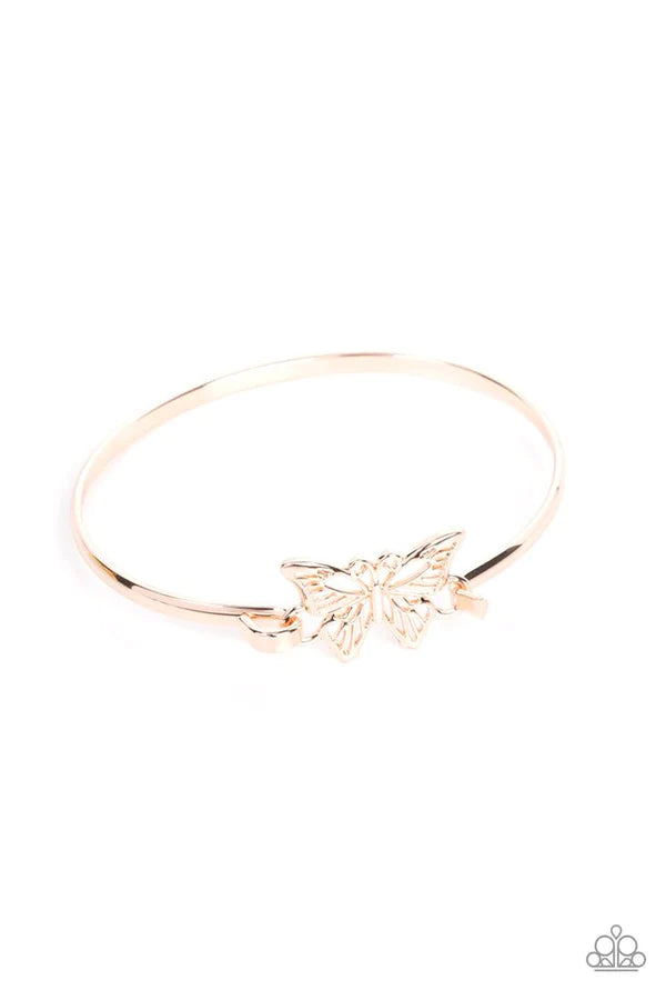 Did I FLUTTER? - Rose Gold Butterfly Hook and Eye Bangle Bracelet