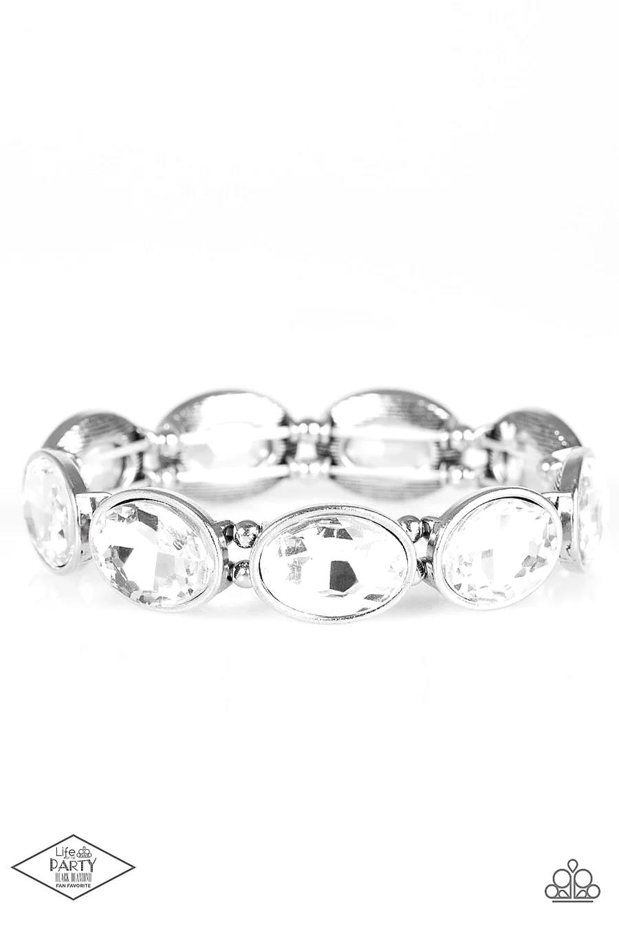 DIVA In Disguise - White Gem Silver Stretchy Bracelet - Life of the Party Black Diamond Fan Favorite Exclusive