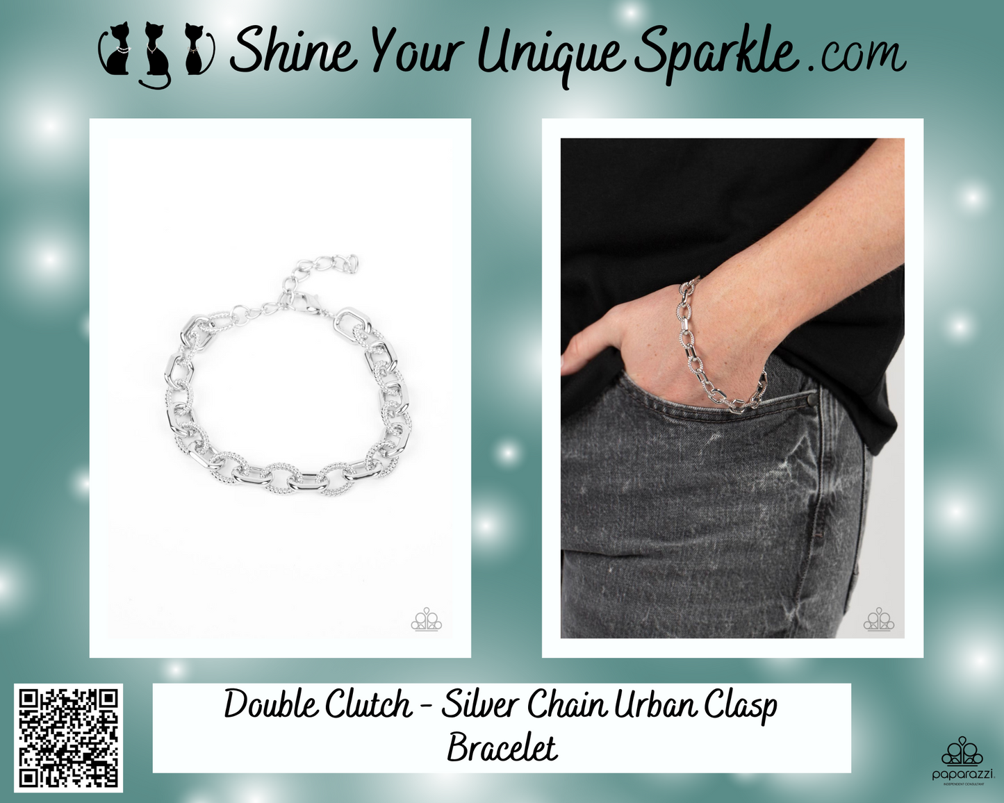Double Clutch - Silver Chain Urban Clasp Bracelet