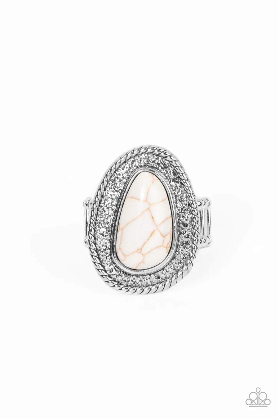 Downtown Desertscape - White Stone Silver Ring