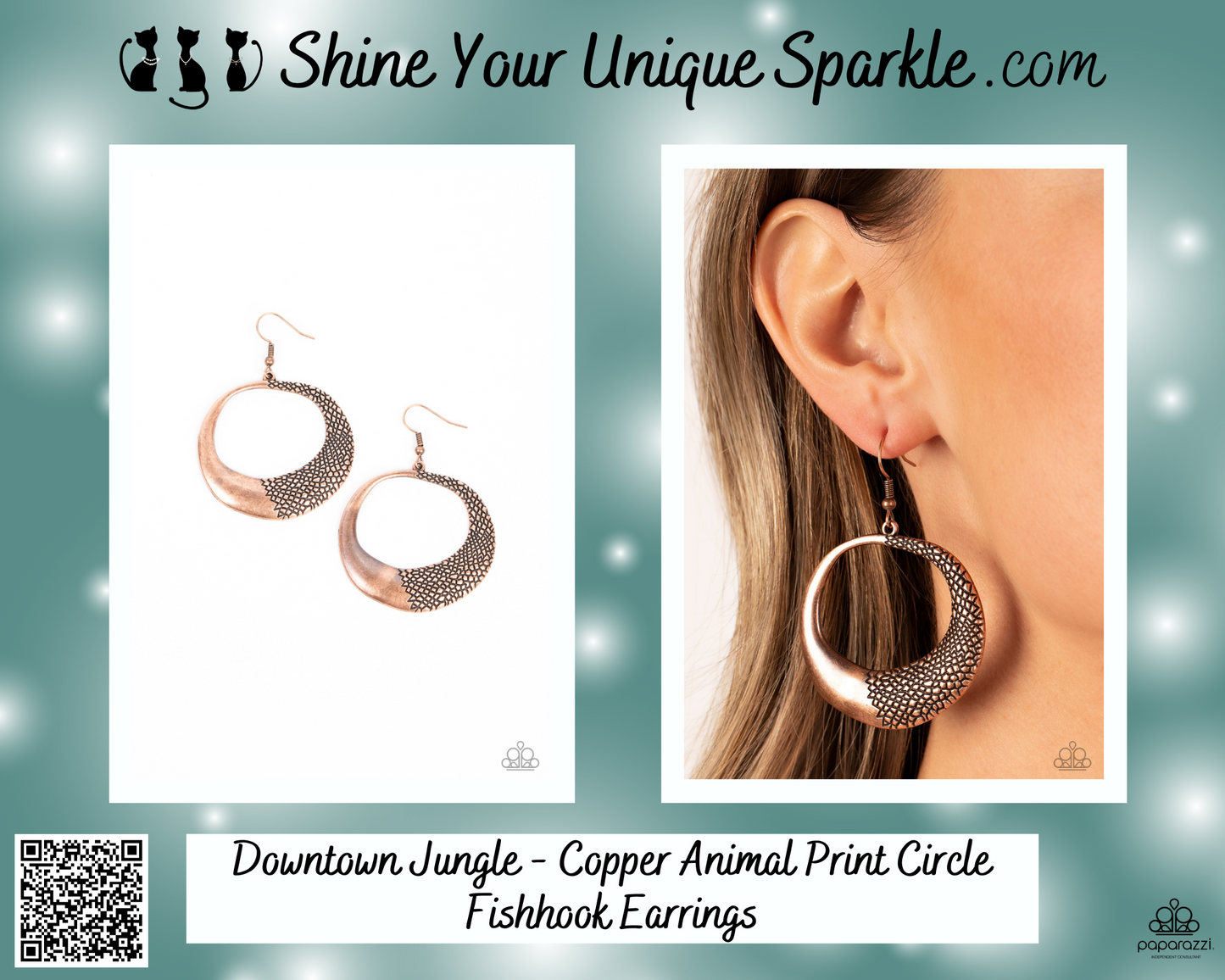 Downtown Jungle - Copper Animal Print Circle Fishhook Earrings