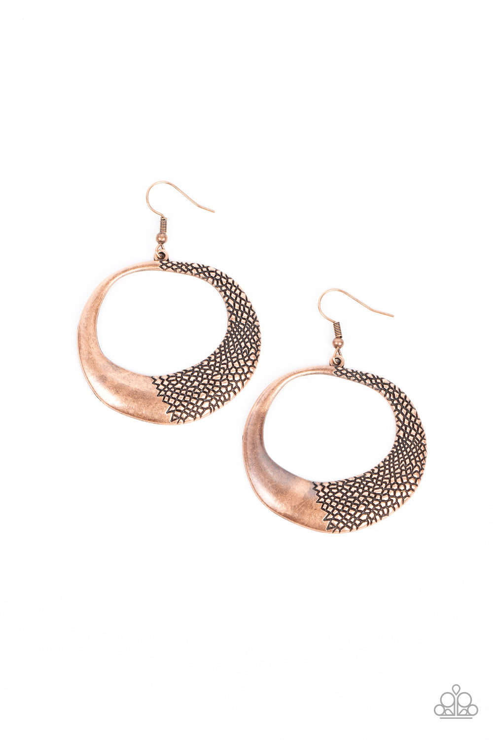 Downtown Jungle - Copper Animal Print Circle Fishhook Earrings