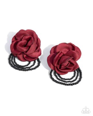 Dramatic Dame - Red Rose Black Post Earrings - 2024 Convention Exclusive