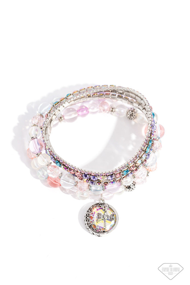 Dream On Dragonfly - Multi Color Iridescent Silver Stretchy Bracelet Set - Empire Diamond Exclusive