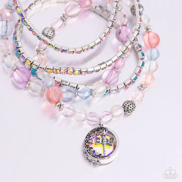 Dream On Dragonfly - Multi Color Iridescent Silver Stretchy Bracelet Set - Empire Diamond Exclusive