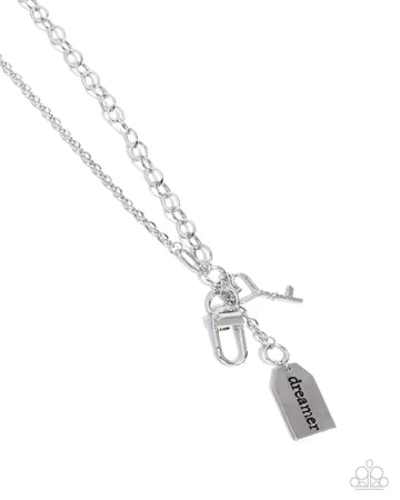 Dreamy Direction - Silver Dreamer Stamped Heart Key Lanyard Necklace - 2024 Convention Exclusive