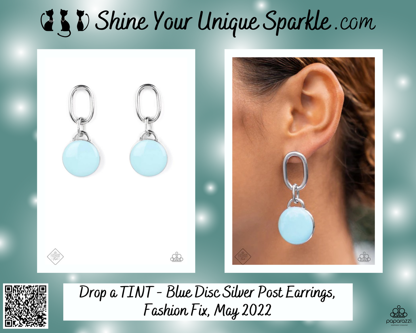 Drop a TINT - Blue Disc Silver Post Earrings, Fashion Fix, May 2022