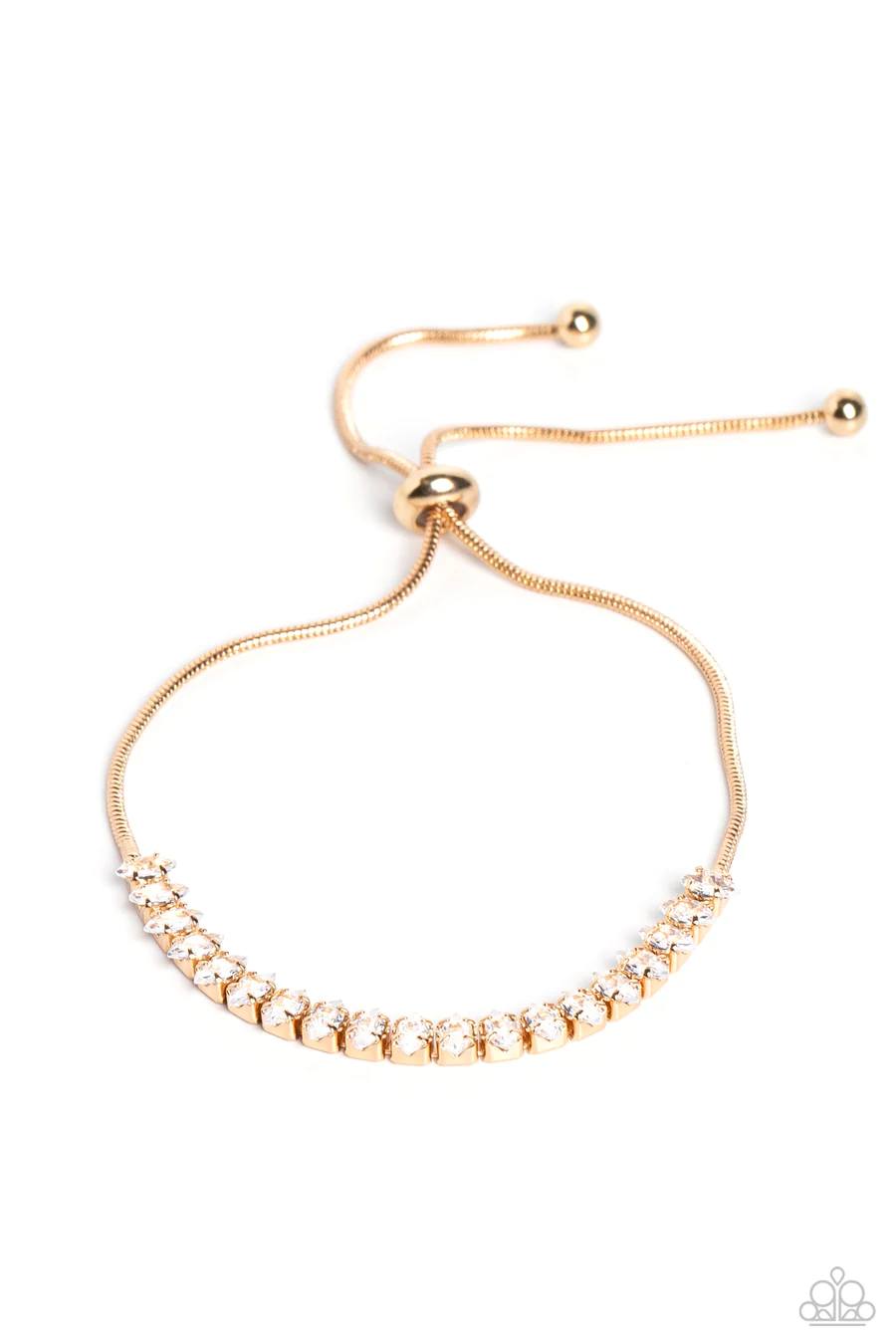 Dynamic Diamonds - Gold Rhinestone Slide Bracelet