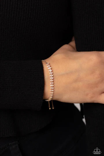 Dynamic Diamonds - Gold Rhinestone Slide Bracelet