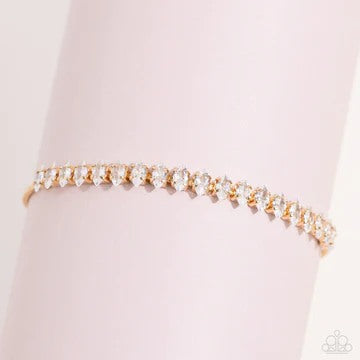 Dynamic Diamonds - Gold Rhinestone Slide Bracelet