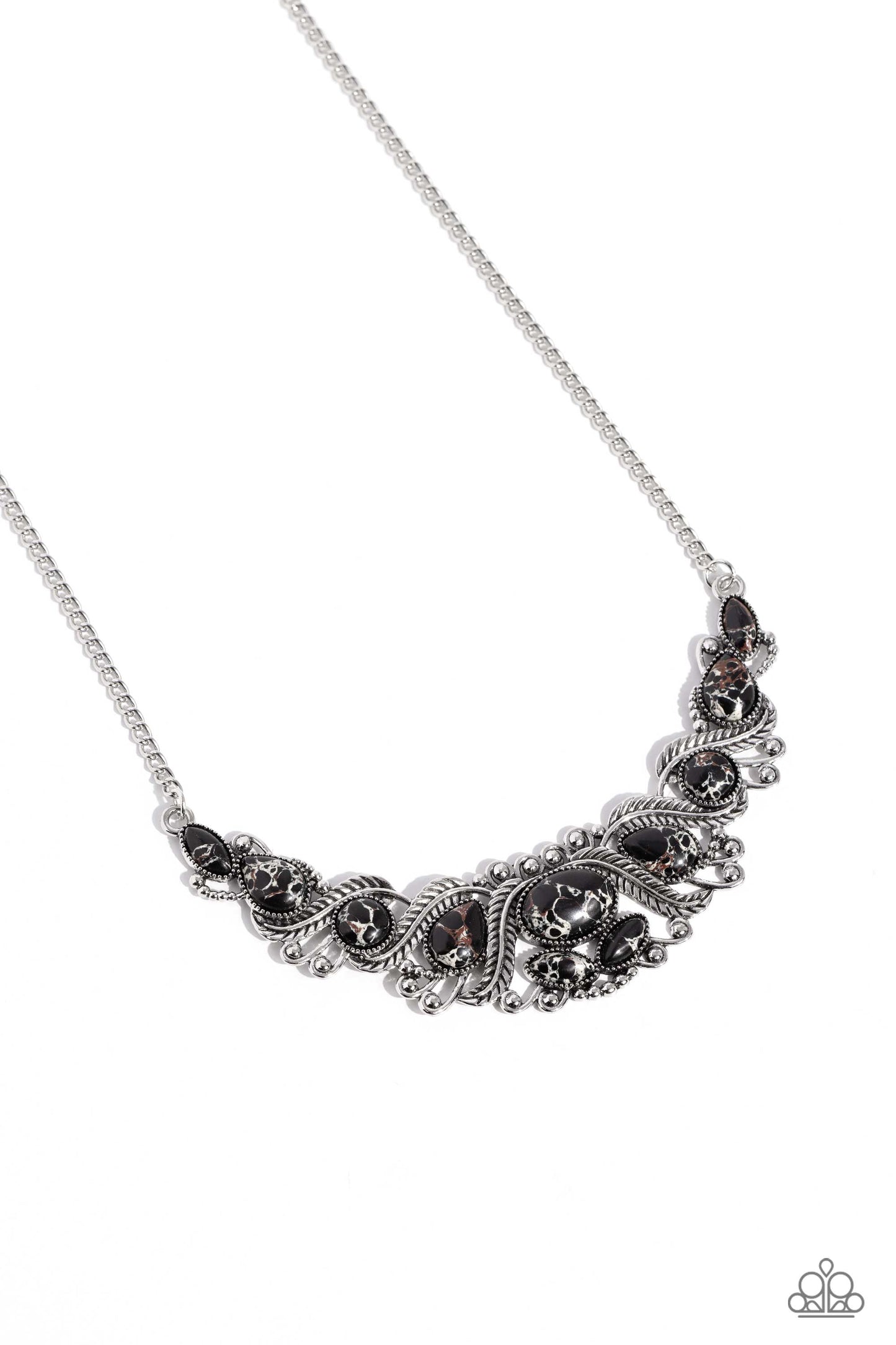 PERFECT MATCH / SET: EYE Wish I May... - Black Stone Silver Feather Crescent Short Necklace AND Eye in the Sky - Black Stone Silver Feather Clasp Bracelet