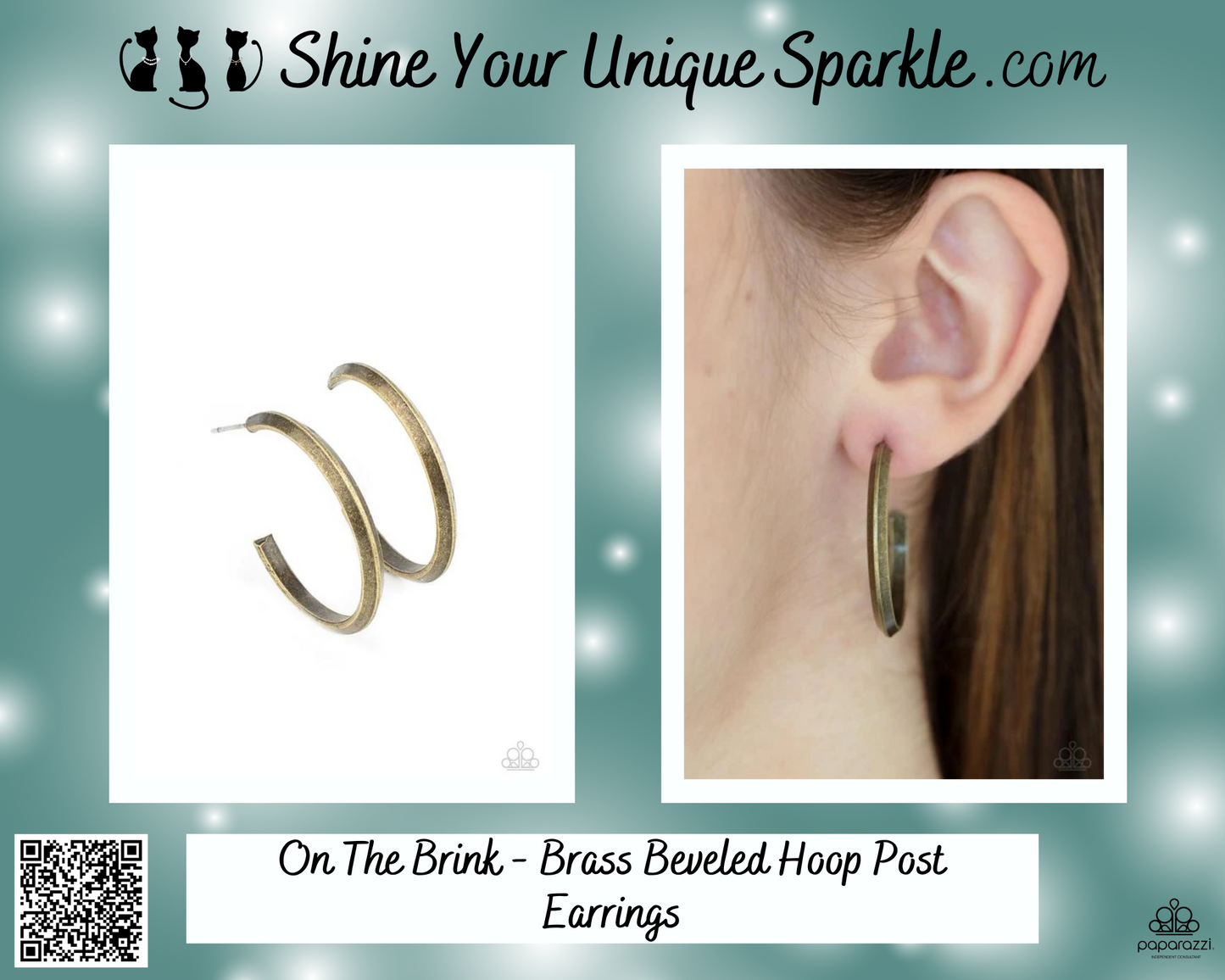 On The Brink - Brass Beveled Hoop Post Earrings