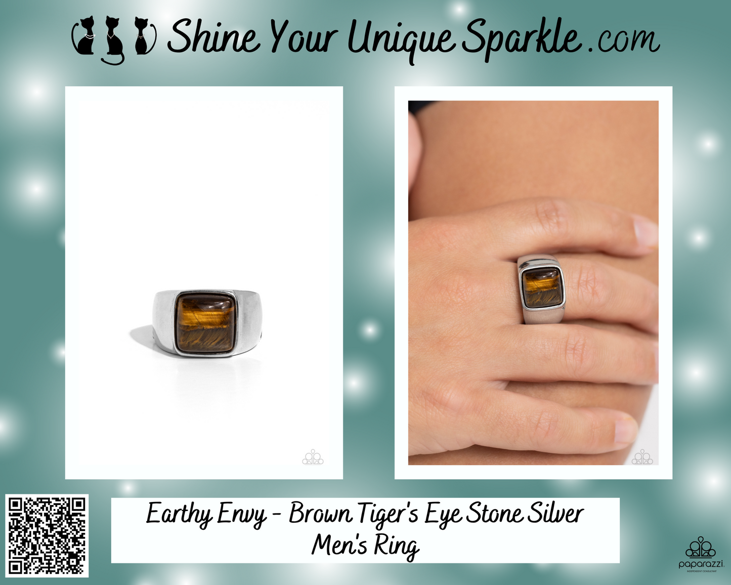 Earthy Envy - Brown Tiger's Eye Stone Silver Men's Ring