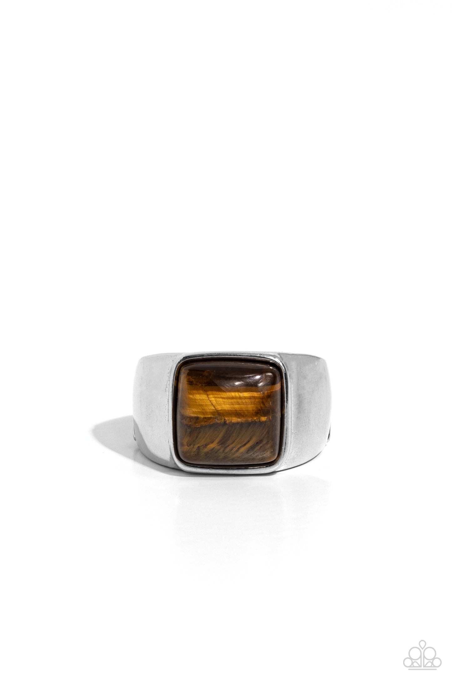 Earthy Envy - Brown Tiger's Eye Stone Silver Men's Ring