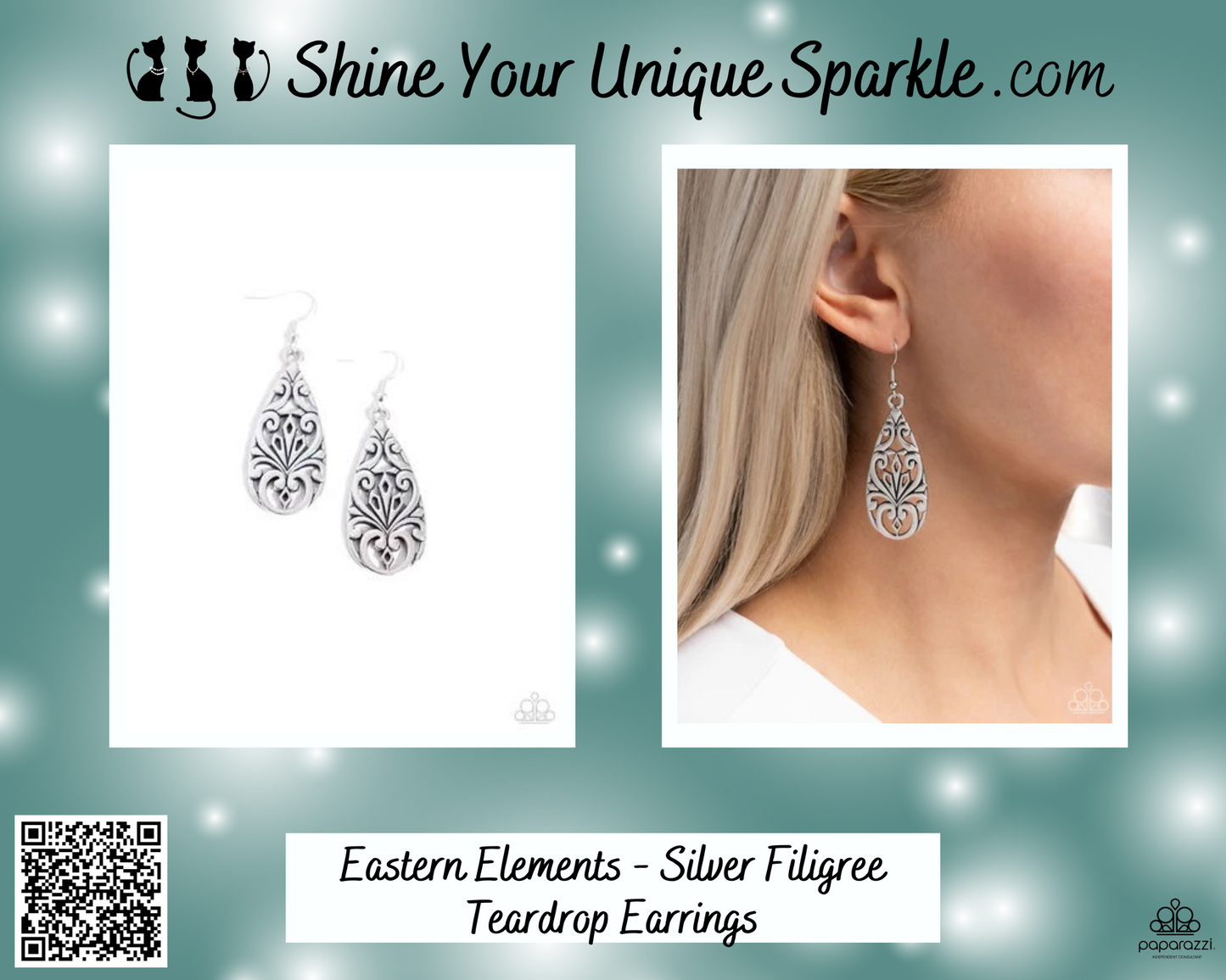 Eastern Elements - Silver Filigree Teardrop Earrings