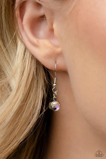 Elevated Edge - Multi Pink Blue Iridescent Gem Silver Short Necklace - Life of the Party, March 2023
