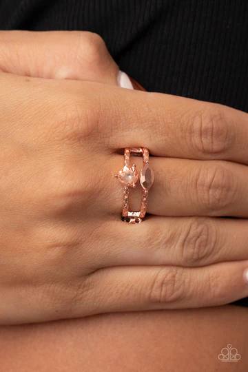 Embraceable Elegance - Copper Aurum Rhinestone Ring