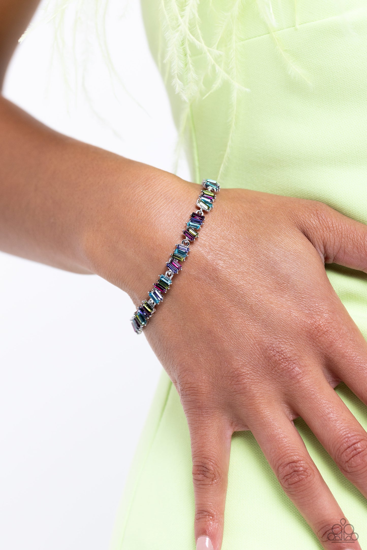 Emerald Ensemble - Multi Color Gem Silver Clasp Bracelet